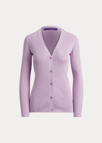 Ralph Lauren Rib-Knit Silk Cardigan Dame Danmark (JMRSV1685)